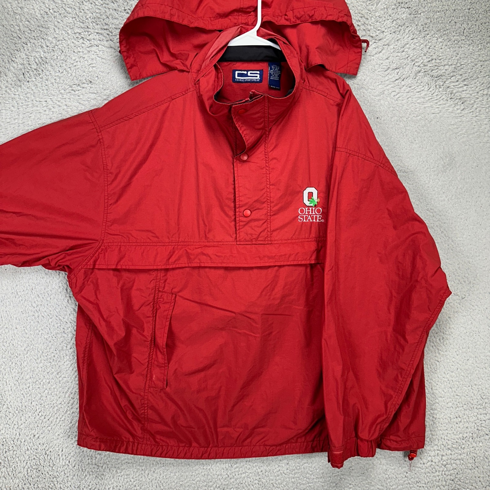 Ohio State Buckeyes Mens Windbreaker Jacket 2xl Red Pullover Crable Sportswear